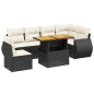 vidaXL Set de comedor de jardín 7 pzas y cojines ratán sintético negro vidaXL Set de comedor de jardín 7 pzas y cojines ratán sintético negro