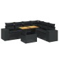 vidaXL Set de comedor de jardín 7 pzas y cojines ratán sintético negro vidaXL Set de comedor de jardín 7 pzas y cojines ratán sintético negro