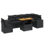 vidaXL Set de comedor de jardín 7 pzas y cojines ratán sintético negro vidaXL Set de comedor de jardín 7 pzas y cojines ratán sintético negro