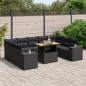 vidaXL Set de sofás de jardín 10 pzas cojines ratán sintético negro vidaXL Set de sofás de jardín 10 pzas cojines ratán sintético negro