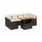 vidaXL Set de comedor de jardín 7 pzas y cojines ratán sintético negro vidaXL Set de comedor de jardín 7 pzas y cojines ratán sintético negro