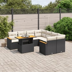 vidaXL Set de sofás de jardín 8 piezas y cojines ratán sintético negro