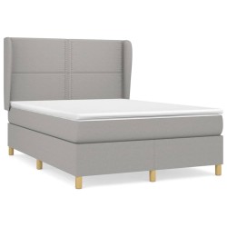 vidaXL Cama box spring con colchón tela gris claro 140x200 cm