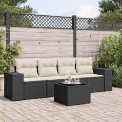 vidaXL Set de muebles de jardín 5 pzas y cojines ratán sintético negro