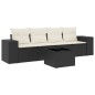 vidaXL Set de muebles de jardín 5 pzas y cojines ratán sintético negro vidaXL Set de muebles de jardín 5 pzas y cojines ratán sintético negro