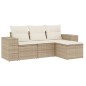 vidaXL Juego de sofás jardín con cojines 4 pzas ratán sintético beige vidaXL Juego de sofás jardín con cojines 4 pzas ratán sintético beige