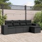 vidaXL Set de muebles de jardín 5 pzas y cojines ratán sintético negro vidaXL Set de muebles de jardín 5 pzas y cojines ratán sintético negro