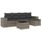 vidaXL Set de muebles de jardín 6 pzas y cojines ratán sintético gris vidaXL Set de muebles de jardín 6 pzas y cojines ratán sintético gris