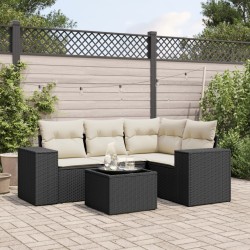 vidaXL Set de muebles de jardín 5 pzas y cojines ratán sintético negro