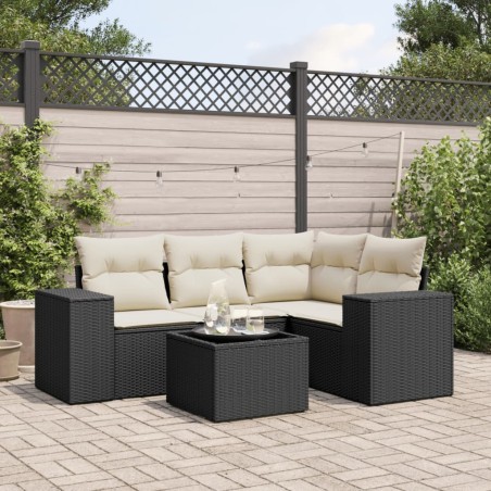 vidaXL Set de muebles de jardín 5 pzas y cojines ratán sintético negro