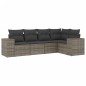 vidaXL Juego de sofás jardín con cojines 5 pzas ratán sintético gris vidaXL Juego de sofás jardín con cojines 5 pzas ratán sintético gris