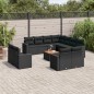 vidaXL Set de sofás de jardín 12 piezas cojines ratán sintético negro vidaXL Set de sofás de jardín 12 piezas cojines ratán sintético negro