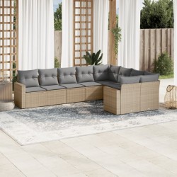 vidaXL Set de sofás de jardín 9 pzas con cojines ratán sintético beige