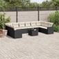 vidaXL Set de sofás de jardín 11 pzas y cojines ratán sintético negro vidaXL Set de sofás de jardín 11 pzas y cojines ratán sintético negro