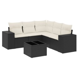 vidaXL Set de sofás de jardín 6 piezas y cojines ratán sintético negro