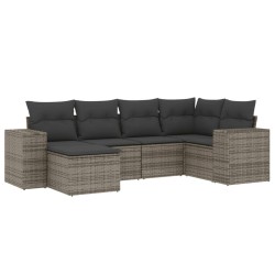 vidaXL Set de muebles de jardín 6 pzas y cojines ratán sintético gris