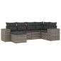 vidaXL Set de muebles de jardín 6 pzas y cojines ratán sintético gris vidaXL Set de muebles de jardín 6 pzas y cojines ratán sintético gris