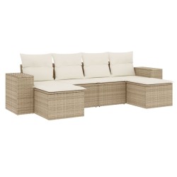 vidaXL Juego de sofás jardín con cojines 6 pzas ratán sintético beige