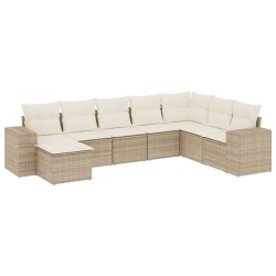 vidaXL Juego de sofás de jardín con cojines beige 8 pzas ratán PE