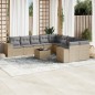 vidaXL Set de sofás de jardín 11pzas con cojines ratán sintético beige vidaXL Set de sofás de jardín 11pzas con cojines ratán sintético beige