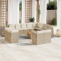 vidaXL Set sofás de jardín con cojines 13 pzas ratán sintético beige vidaXL Set sofás de jardín con cojines 13 pzas ratán sintético beige