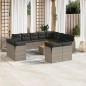 vidaXL Set sofás de jardín con cojines 13 piezas ratán sintético gris