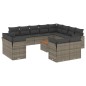 vidaXL Set sofás de jardín con cojines 13 piezas ratán sintético gris