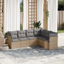 vidaXL Juego de sofás jardín con cojines 6 pzas ratán sintético beige