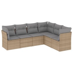 vidaXL Juego de sofás jardín con cojines 6 pzas ratán sintético beige