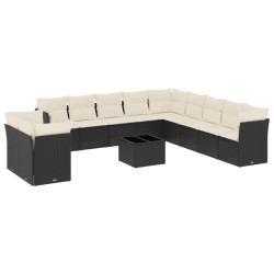 vidaXL Set de sofás de jardín 12 piezas cojines ratán sintético negro