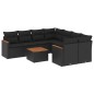 vidaXL Set de sofás de jardín 8 piezas y cojines ratán sintético negro vidaXL Set de sofás de jardín 8 piezas y cojines ratán sintético negro