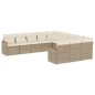 vidaXL Set de sofás de jardín 11pzas con cojines ratán sintético beige vidaXL Set de sofás de jardín 11pzas con cojines ratán sintético beige