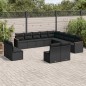 vidaXL Set de sofás de jardín y cojines 13 pzas ratán sintético negro vidaXL Set de sofás de jardín y cojines 13 pzas ratán sintético negro