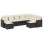 vidaXL Set de sofás de jardín 8 piezas y cojines ratán sintético negro vidaXL Set de sofás de jardín 8 piezas y cojines ratán sintético negro