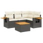vidaXL Set de muebles de jardín 5 pzas y cojines ratán sintético negro