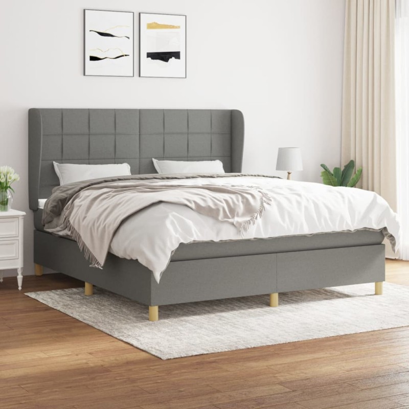 vidaXL Cama box spring con colchón tela gris oscuro 180x200 cm vidaXL Cama box spring con colchón tela gris oscuro 180x200 cm