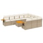 vidaXL Set de sofás de jardín 11pzas con cojines ratán sintético beige vidaXL Set de sofás de jardín 11pzas con cojines ratán sintético beige