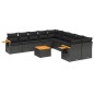 vidaXL Set de sofás de jardín 11 pzas y cojines ratán sintético negro vidaXL Set de sofás de jardín 11 pzas y cojines ratán sintético negro