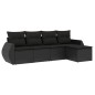 vidaXL Set de muebles de jardín 5 pzas y cojines ratán sintético negro