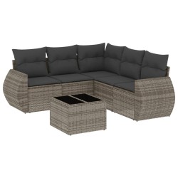 vidaXL Set de muebles de jardín 6 pzas y cojines ratán sintético gris