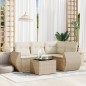vidaXL Juego de sofás jardín con cojines 5 pzas ratán sintético beige vidaXL Juego de sofás jardín con cojines 5 pzas ratán sintético beige