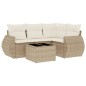vidaXL Juego de sofás jardín con cojines 5 pzas ratán sintético beige vidaXL Juego de sofás jardín con cojines 5 pzas ratán sintético beige