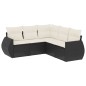 vidaXL Set de muebles de jardín 5 pzas y cojines ratán sintético negro vidaXL Set de muebles de jardín 5 pzas y cojines ratán sintético negro