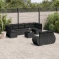 vidaXL Set de sofás de jardín 10 pzas cojines ratán sintético negro vidaXL Set de sofás de jardín 10 pzas cojines ratán sintético negro