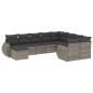 vidaXL Set de sofás de jardín 10 pzas con cojines ratán sintético gris vidaXL Set de sofás de jardín 10 pzas con cojines ratán sintético gris