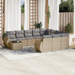 vidaXL Set de sofás de jardín 11pzas con cojines ratán sintético beige
