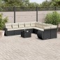 vidaXL Set de sofás de jardín 11 pzas y cojines ratán sintético negro vidaXL Set de sofás de jardín 11 pzas y cojines ratán sintético negro