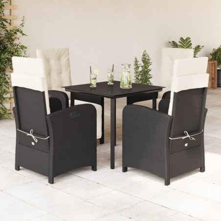 vidaXL Set de muebles jardín 5 pzas con cojines ratán sintético negro