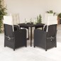 vidaXL Set de muebles jardín 5 pzas con cojines ratán sintético negro