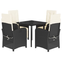 vidaXL Set de muebles jardín 5 pzas con cojines ratán sintético negro